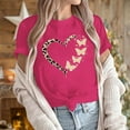 thumbnail image 6 of Itsame Valentine's Day T-Shirt Womens Heart Printed Short Sleeved Tops Round Neck T Shirt Hot Pink Size S, 6 of 8