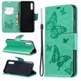 thumbnail image 4 of Allytech Galaxy A50 Case, Slim Fit PU Leather Folio Butterfly Embossed Shockproof Wrist Hand Strap Flip Cards Holder Wallet Case TPU Back Cover for Samsung Galaxy A50, Green, 4 of 8