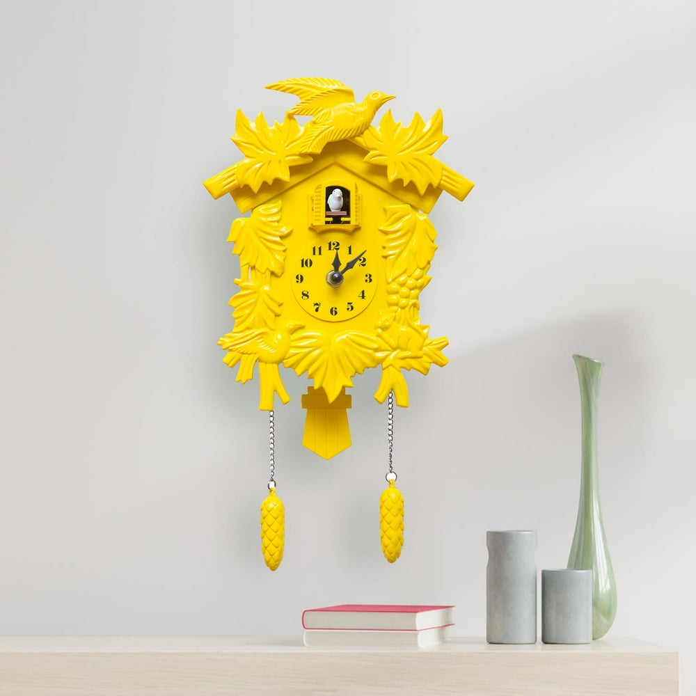 Walplus Cuckoo Clock in Yellow Wall Clock Pendulum Home Decoration