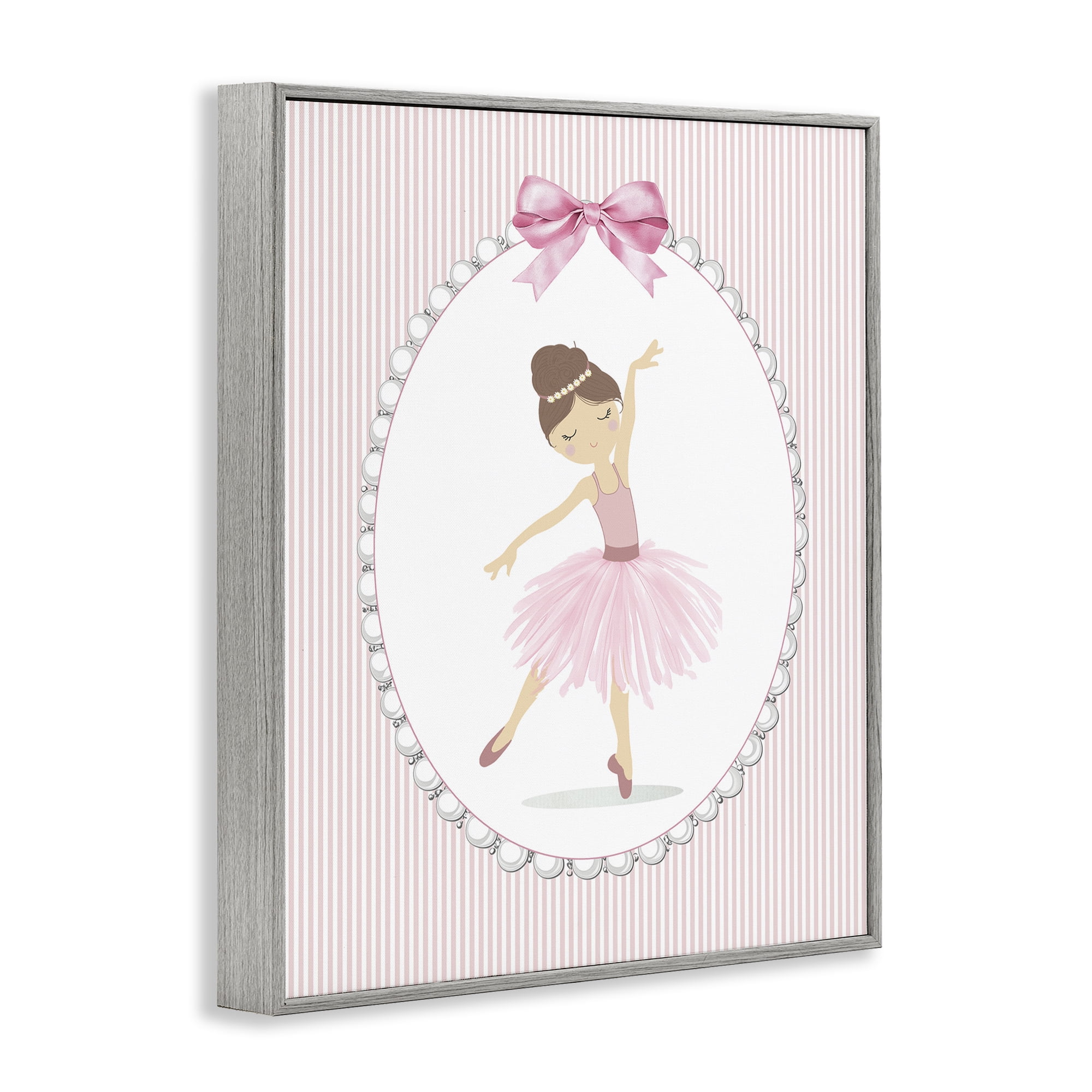 Stupell Industries Delicate Dance on Stripes Gray Framed Giclee Art, design by Christine Simpson Art