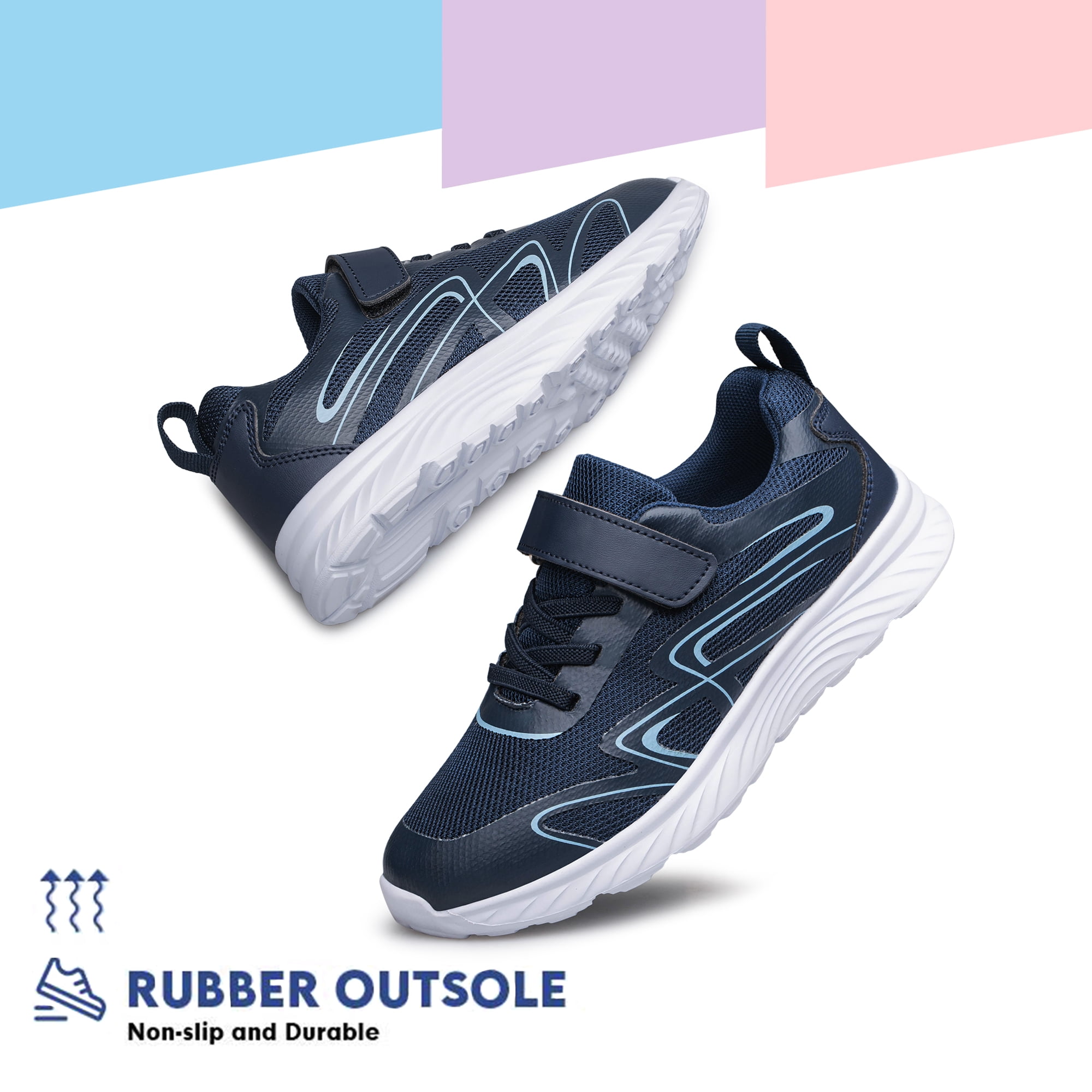 vibdiv Boys Girls Sneakers Kids Shoes Tennis Running Shoes Athletic Non-Slip Sneakers Navy Blue Toddler Size 10