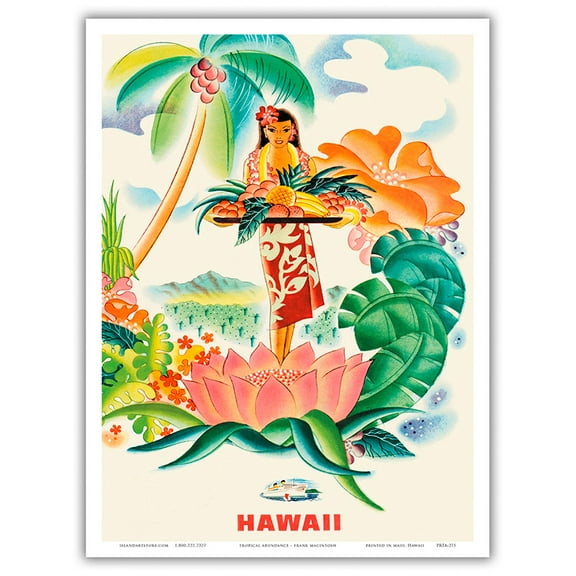 Tropical Abundance - Hawaii - Vintage Ocean Liner Travel Poster by Frank Macintosh c.1940s - Master Art Print (Unframed) 9in x 12in