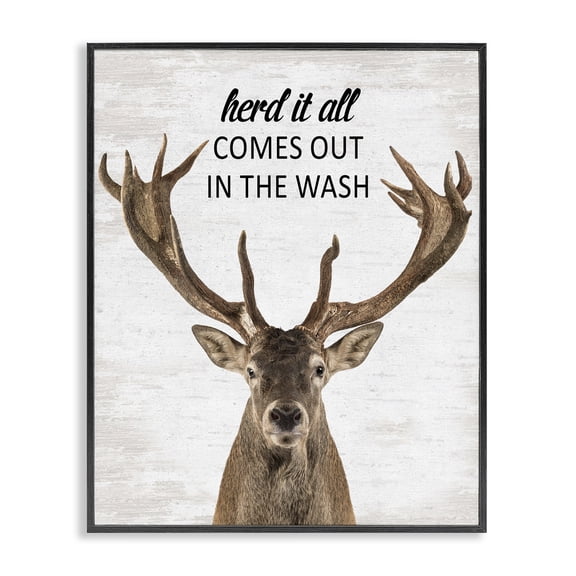 Stupell Industries Herd It Comes Out In Wash Quotes and Sayings Painting Black Framed Art Print Wall Art, 11 x 14