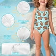 thumbnail image 6 of Yuyamidu Capybara Girl Swimsuit One Piece Bathing Suit with Cross Strap Design Quick Dry Swimwear Full Coverage Beach Swimwear for Girls Ages 5-14, 6 of 7