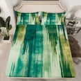 thumbnail image 2 of Manfei Green Fulit Ink Twin Sheet Sets,Vintage Sbatrsct Striped Twin Fitted Sheet,Green Lines Flat Sheet For Adult,Microfiber Bedroom Decor,3-Piece, 2 of 7
