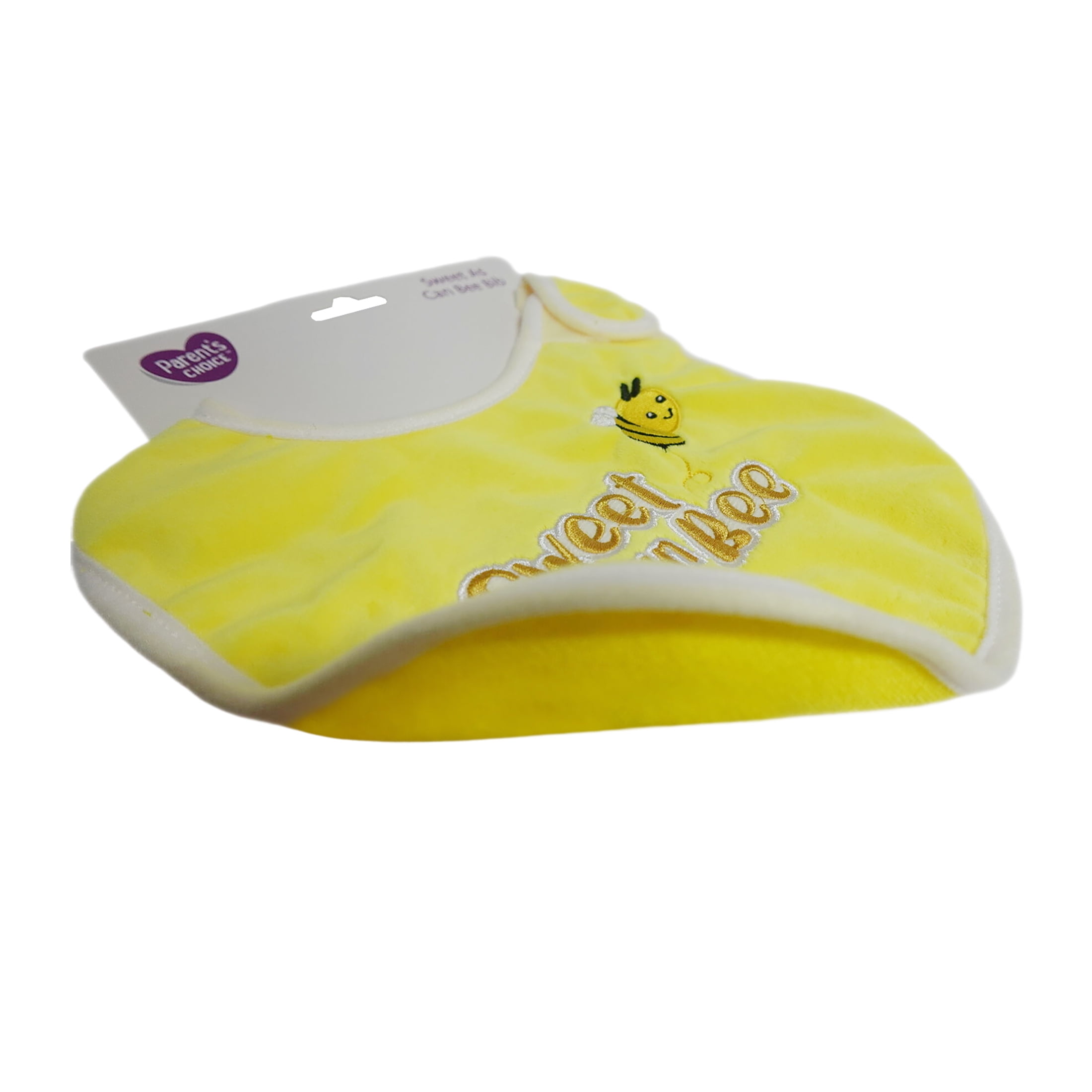 Parent's Choice Plush Baby Bib with Sweet As Can Bee Embroidery, Yellow for Infant