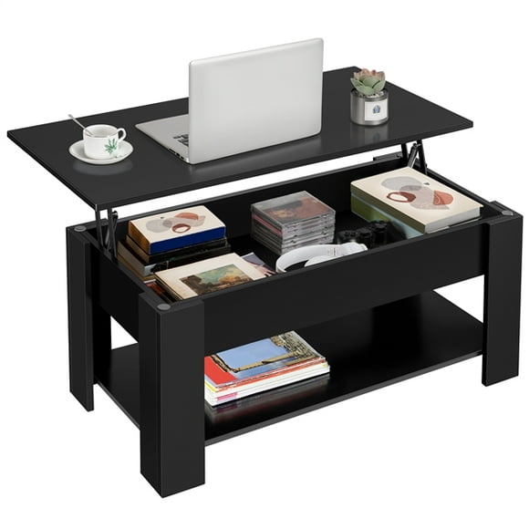 Yaheetech Modern Lift Top Coffee Table w/Hidden Compartment & Storage For Living Room, Black