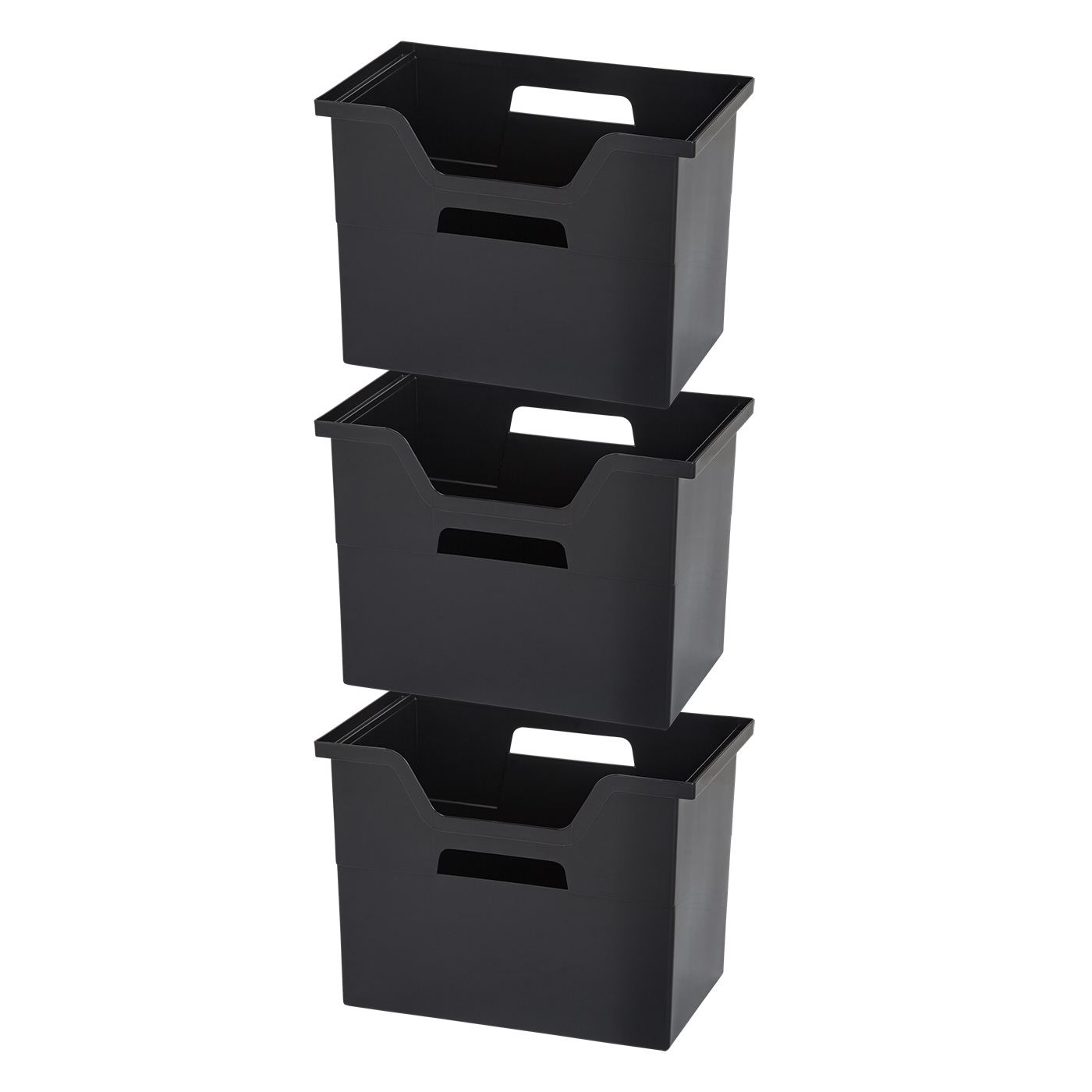 IRIS USA, Large Desktop File Box, Black, Set of 3