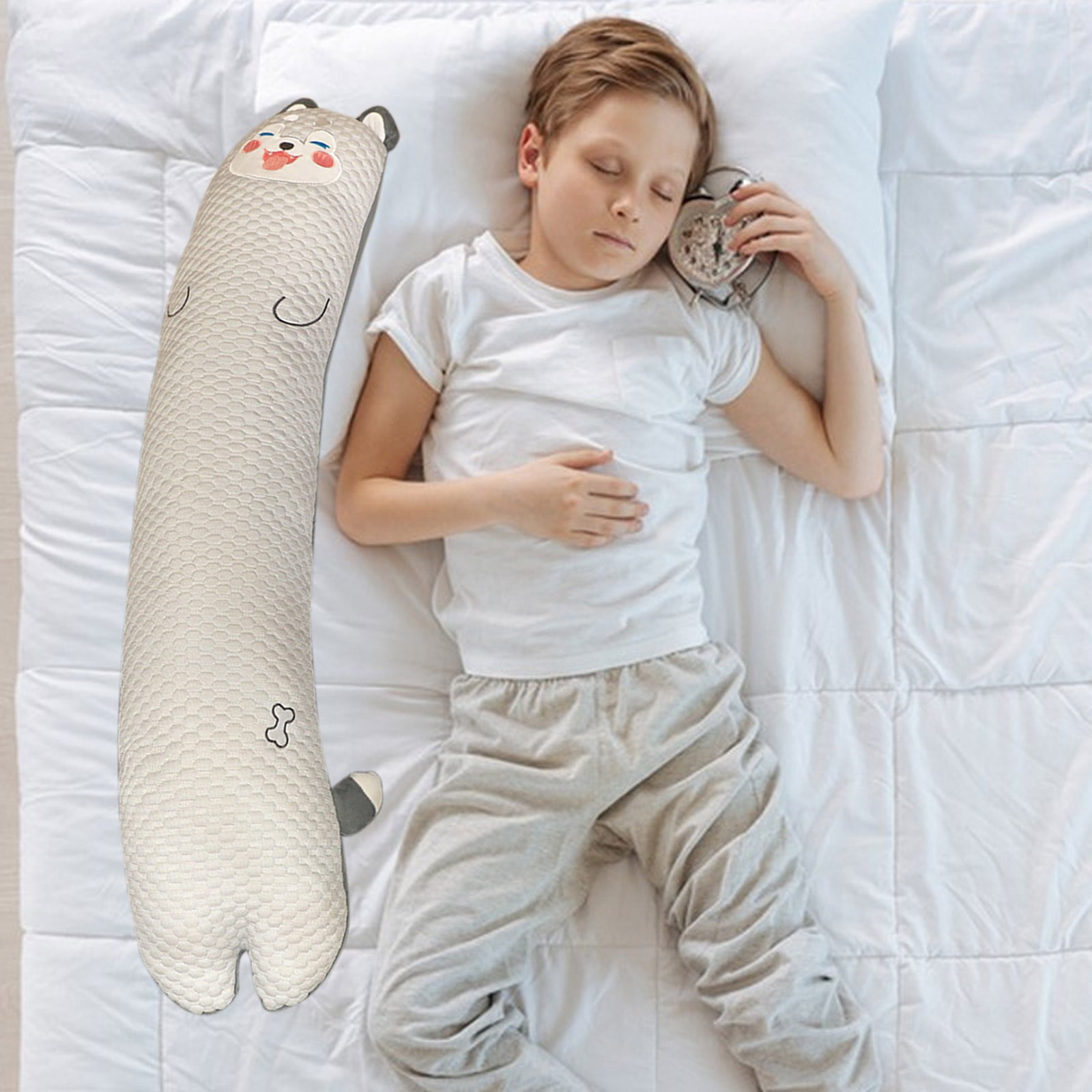CasaChic Extra Long Cotton Pillow for Leg Support & Hugging Sleep - Removable Cover, Machine Washable, Breathable & Plush for Pregnancy, Side Sleepers, Sofa & Office - Soft for Adults & Teens