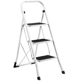 AmeriHome Ultra Slim Aluminum Three Step Folding Utility Step Ladder ...