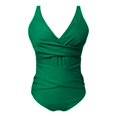 thumbnail image 5 of Akiihool One Piece Swim Women Women's One Piece Swimsuits Tummy Control Bathing Suits Slimming Crew Neck Swimwear (Green,M), 5 of 5