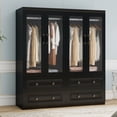 thumbnail image 2 of Sophshelter Black Armoire Wardrobe Closet with 4 Doors, 4 Drawers Wardrobe Closet Large Storage Cabinet with 2 Hanging Rods & Shelves Modern Wardrobe Closet for Bedroom, 2 of 8