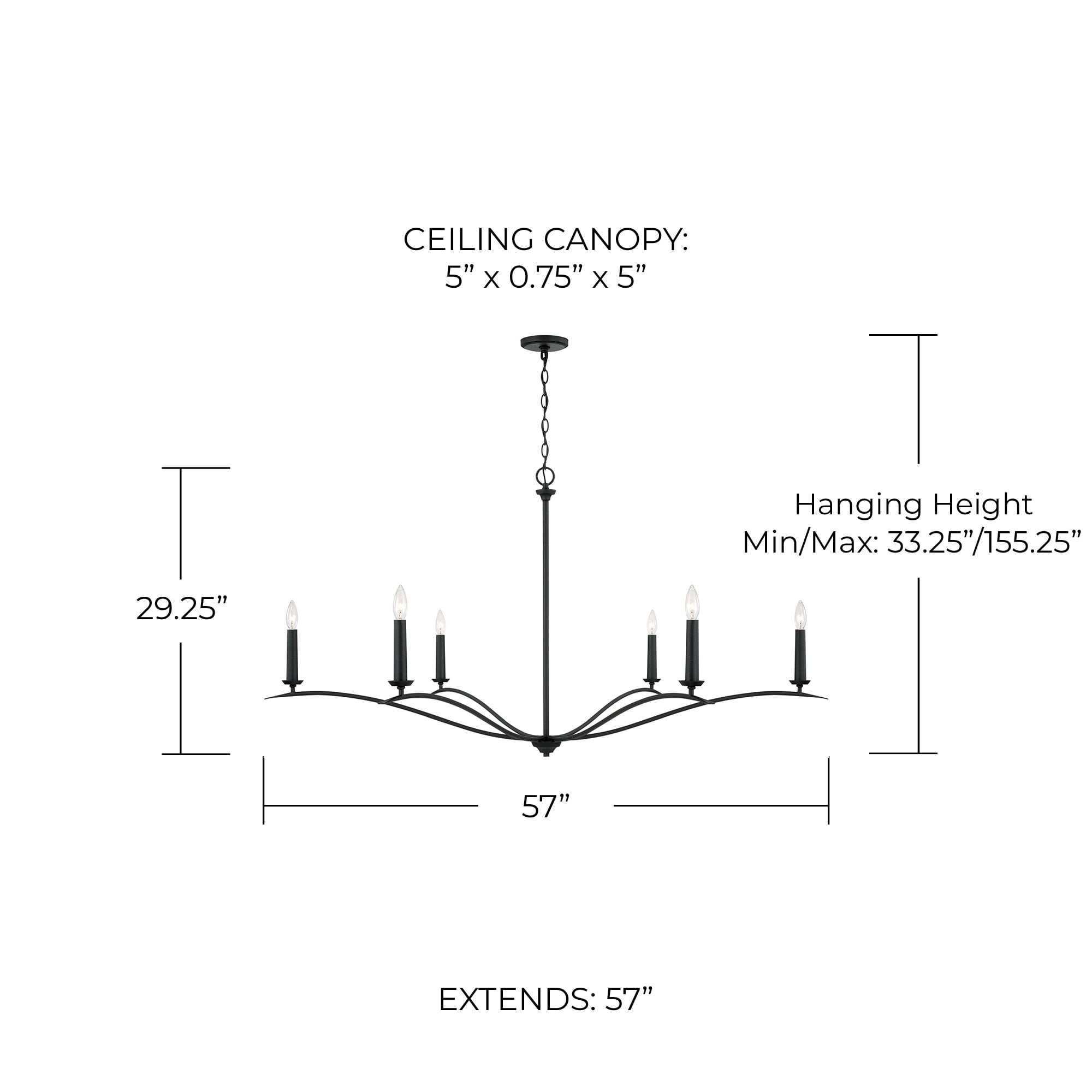 6 Light Chandelier-29.25 Inches Tall And 57 Inches Wide-Black Iron Finish Capital Lighting 450661Bi