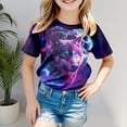 thumbnail image 2 of Byoo Wolf Printed T Shirt for Girls Casual Animal Graphic Short Sleeve Pullover Top Comfortable Tshirtï¼ Blue, 2 of 6