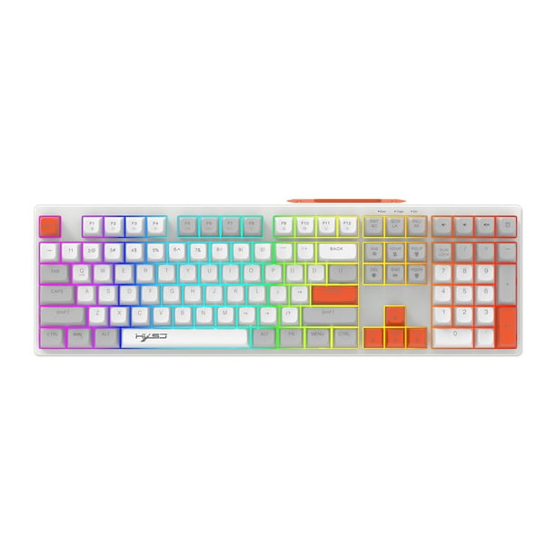 Teclados HXSJ V300 Teclado para juegos con cable K108 RGB Streamer Teclado de membrana con función compuesta retroiluminada ajustable pero sensación súper mecánica para juegos/oficina