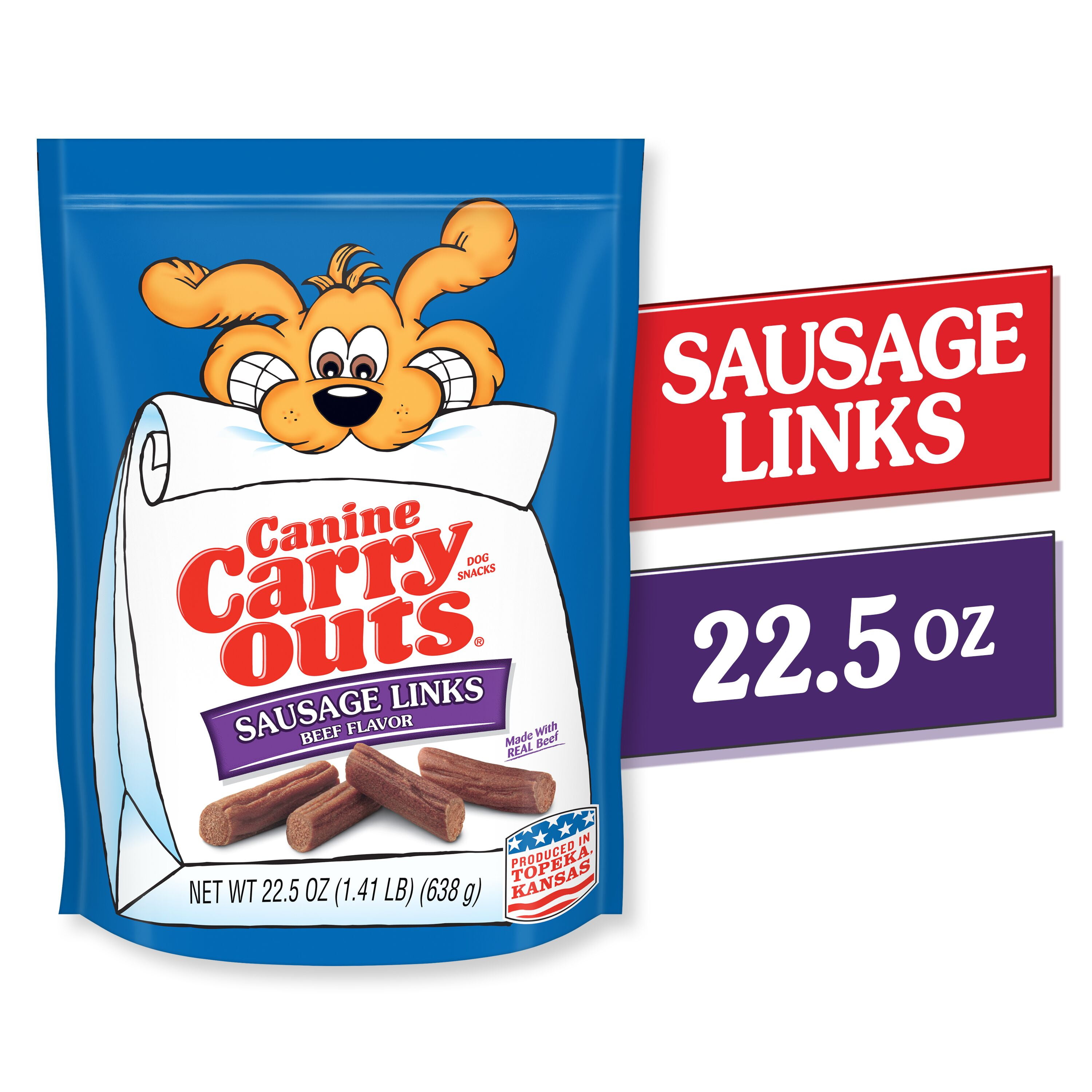 Canine Carry Outs Sausage Links Beef Flavor Dog Treats, 22.5oz Bag