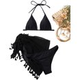 thumbnail image 4 of Women's 3 Piece Bathing Suit Triangle Bikini Swimsuit Set with Cover Up Skirt, 4 of 6