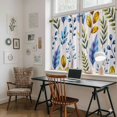 thumbnail image 5 of Watercolor Botanical Kitchen Curtains 45 Inch Length, Blue Yellow Leaves Floral Plants Spring Tiers Curtains for Bathroom Bedroom Cafe, Light Filtering Window Treatment Drapes 2 Panels 42"Wx45"L, 5 of 8