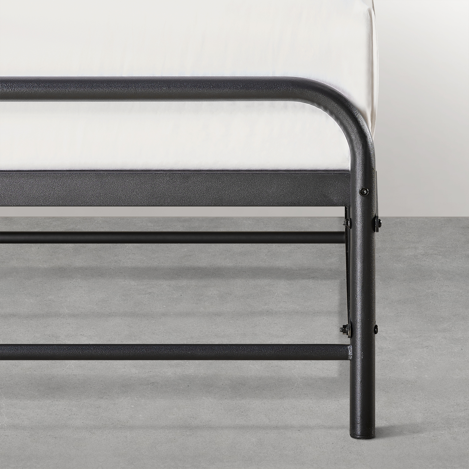 Mellow Nomadi Bifold Metal Platform Bed with Fabric Headboard, Cloud Grey, Twin