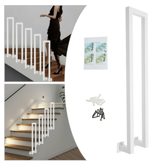Side Mount Stair Railing, White Hand Rail, Great for Villas, Attics, Gardens, Hotels, Entrances, and Other Places