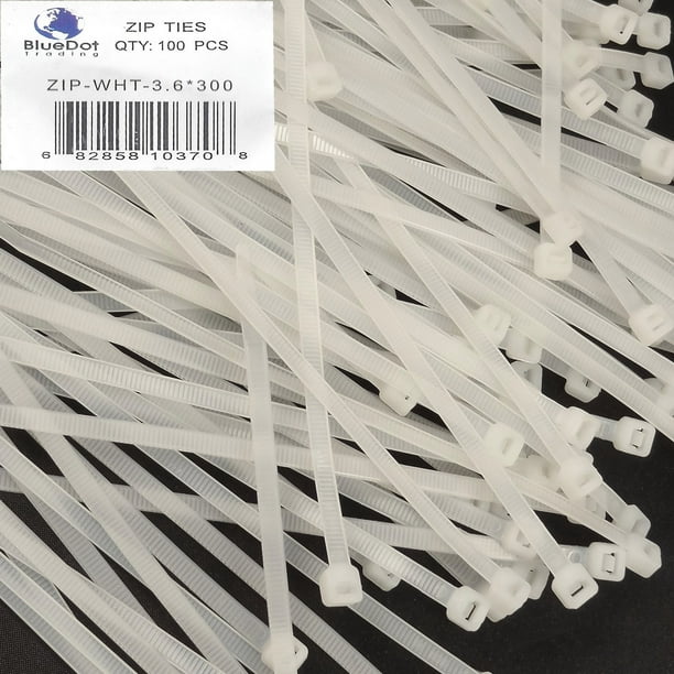 Zip Ties 4.8 x 180mm White 100 Count