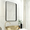 Large Bathroom Mirror 36x24 Inch, Black Metal Framed Vanity Mirror with Rounded Corners, Wall