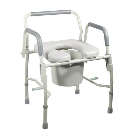 Drive Medical Steel Drop Arm Bedside Commode With Padded Seat And