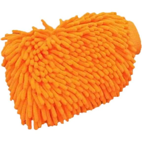 Car Wash Sponge,Car Wash Mitt,Car Wash Glove Chenille Fleece Cleaning Cloth Soft Double Sided Universal Scratch Resistant,Ultra Absorbent Microfiber Mitt for Car Detailing(Orange)