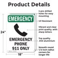 thumbnail image 2 of (2 Pack) Phone 911 Only With Symbol OSHA Emergency Sign 18 Inch X 24 Inch Indoor / Outdoor Rust-Free Aluminum Metal Signs for Workplace, Workshop, and Construction Site, Made in the USA, 2 of 8