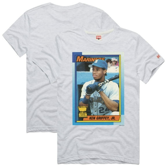 Men's Homage Ken Griffey Jr. Ash Seattle Mariners 1990 Topps Baseball Card Player T-Shirt