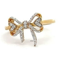 Araiya Fine Jewelry 10K Yellow Gold Round-shape Lab Grown Diamond Bow Tie Heart Band Ring (1/6 Cttw, D-F Color, VS1 Clarity) Size 7