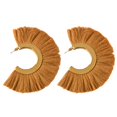 thumbnail image 2 of Blesiya Big Drop Tassel Pendientes Boho Decración Fiesta Geométrica C Forma marrón Zulema C Hoop Tassel Earrings, 2 of 8