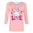 thumbnail image 4 of Camisetas Casuales de las Mujeres Impresas 3/4 Manga Cuello Redondo Blusa, Moda Ligera Superior para el Hogar Y el Uso Diario, Cómoda Imitación de la Tela Del Estante, 4 of 7