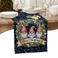 thumbnail image 6 of Blue Christmas Cotton Linen Table Runner for Dining Kitchen, Xmas Winter Watercolor Gnomes Pine Wreath Wedding Outdoor Party Tablerunners Decoration, Dresser Scarf Coffee Tablecloth Runners 13"x70", 6 of 9