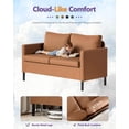 thumbnail image 3 of LAZZO 51" Modern Loveseat Sofa, 2-Seater Linen Fabric Couch for Bedroom & Office, Brown, 3 of 9