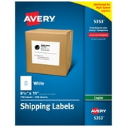 Avery Shipping Labels for Copiers, 8-1/2" x 11", 100 Labels (5353)