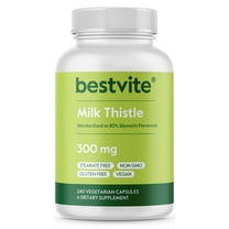 BESTVITE Milk Thistle 300mg (240 Vegetarian Capsules)-Standardized to 80% Silymarin Flavonoids-No Stearates-Vegan-Non GMO-Gluten Free