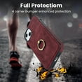 thumbnail image 3 of Compatible with iPhone 13 Mini Case Wallet with Card Holder, 360°Rotation Finger Ring Holder Kickstand Premium PU Leather Soft TPU Anti-Drop Back Phone Cover For iPhone 13 Mini, Winered, 3 of 10