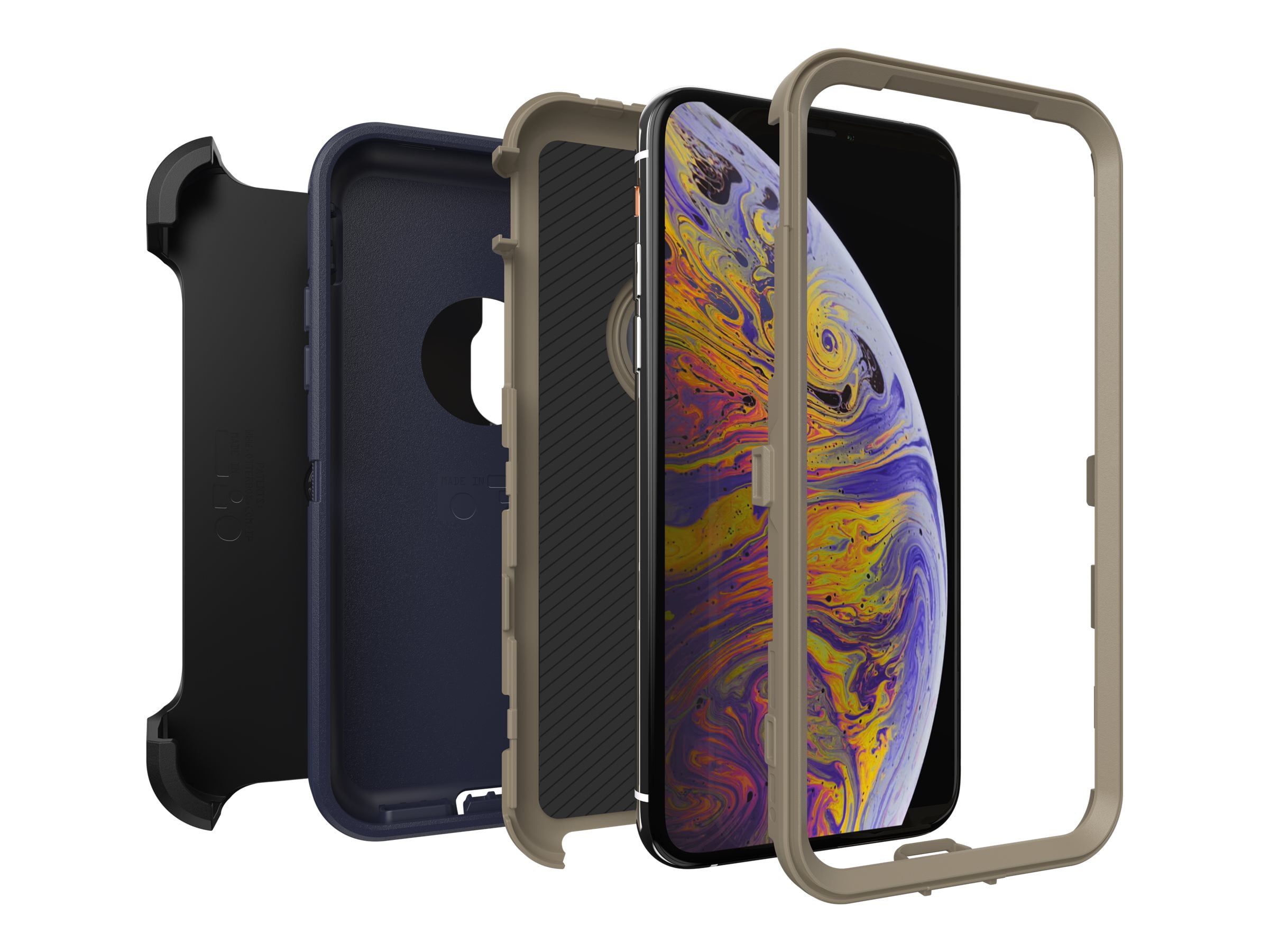 Otterbox Defender Series Screenless Edition Case For Iphone Xs & Iphone X Retail Packaging Dark Lake (Chinchilla/Dress Blues)