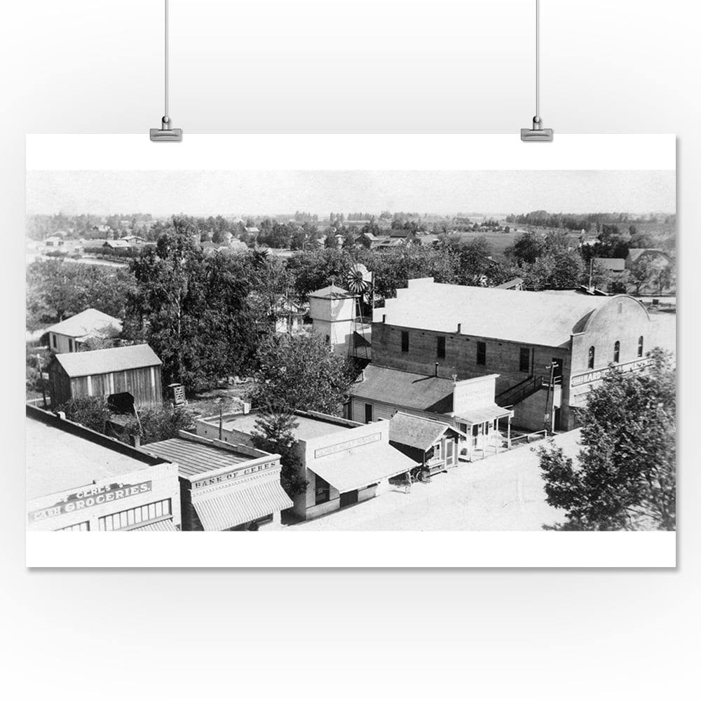 Ceres, California Aerial View of the Town (16x24 Giclee Gallery Print