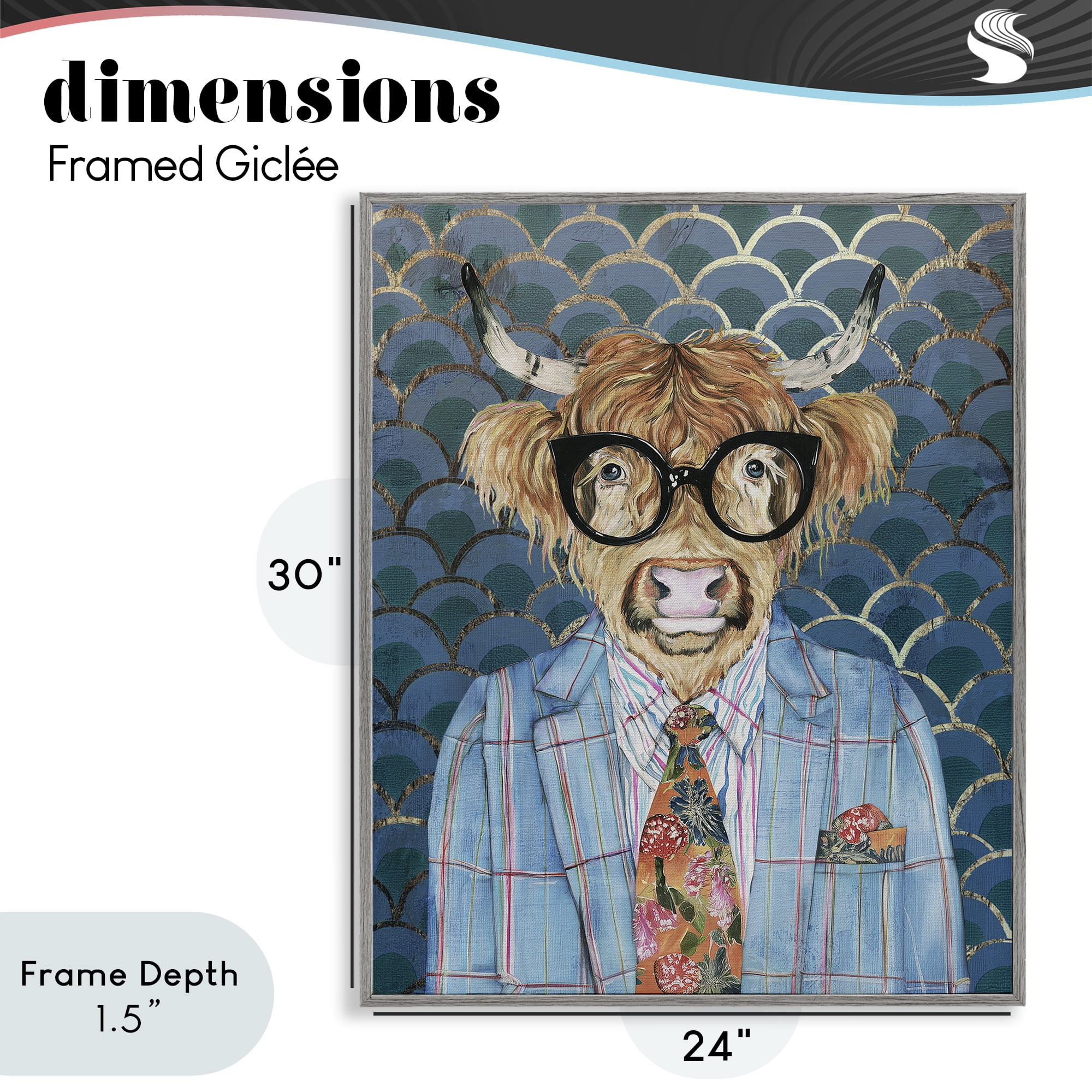 Stupell Industries Cool Highlander Portrait Gray Framed Giclee Art, design by Svetlana Aleynikova