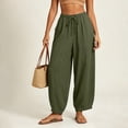 thumbnail image 6 of Taqqpue Women Oversize Pants Drawstring High Elastic Waistbant Boho Palazzo Pants Loose Fit Lounge Pants Solid Color Straight Wide Leg Pants with Pockets for Women, 6 of 9