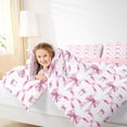 thumbnail image 4 of Castle Fairy Preppy Child Cartoon Bowknot 3 Pieces Queen Comforter Set,Pink White Ultra Soft Bedding Sets,Dreamy Princess Bowtie Bedding Comforter Set Breathable,Microfiber Bedroom Decor,Reversible, 4 of 8