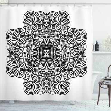 Ambesonne Black White Shower Curtain, Celtic Art, 69"Wx75"L, Black White