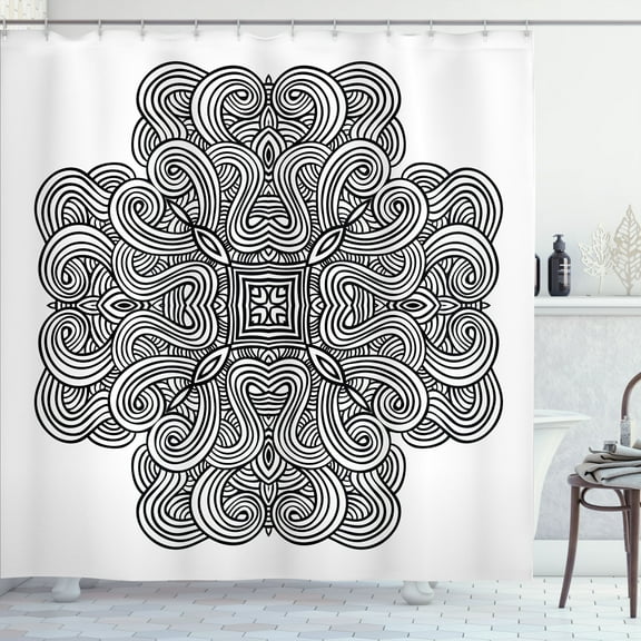 Ambesonne Black White Shower Curtain, Celtic Art, 69"Wx75"L, Black White