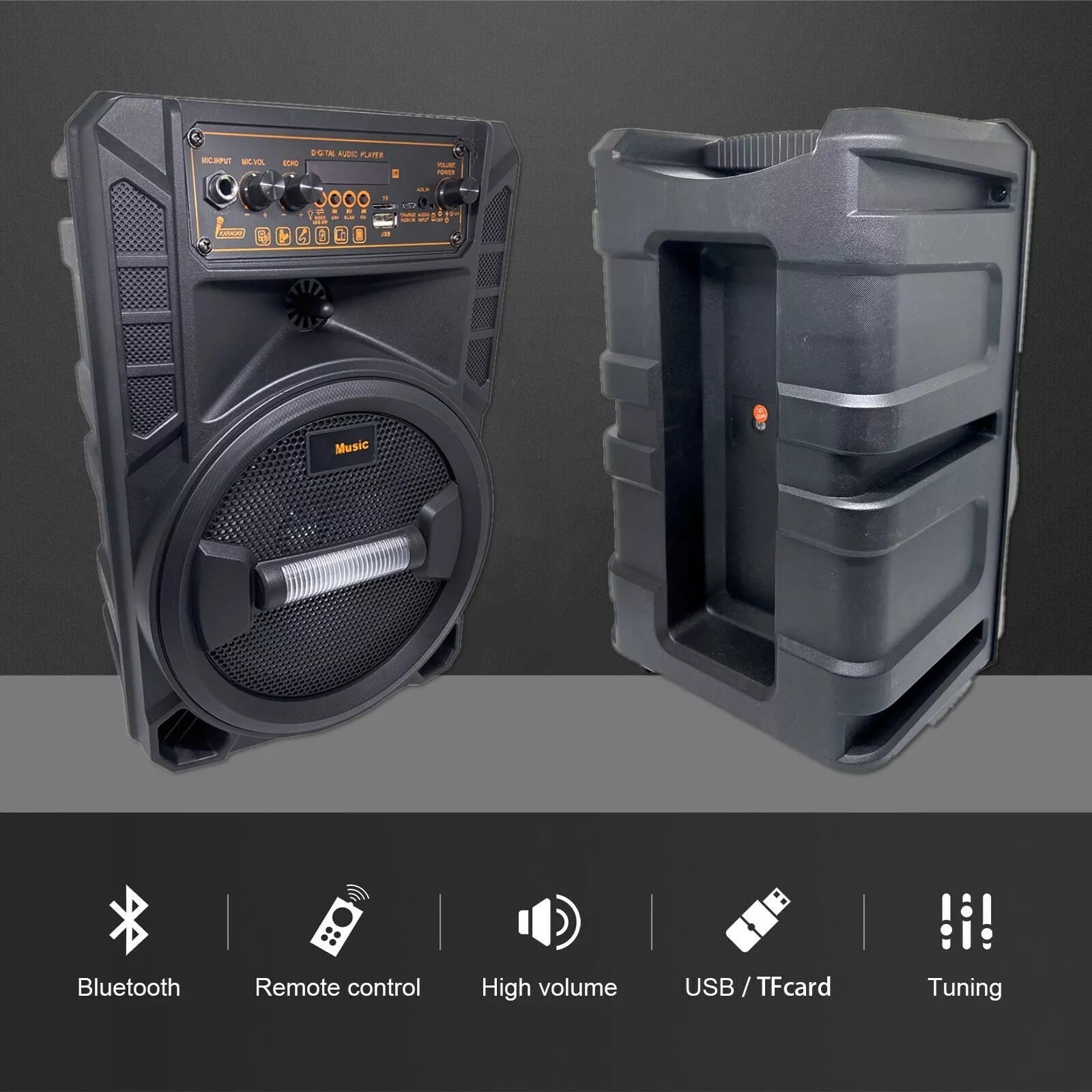 3000W Portable Bluetooth Speaker with 8" Subwoofer, Heavy Bass, RGB LED Lights, Rechargeable Battery, for Parties, Camping, Beach Trips & Outdoor Events