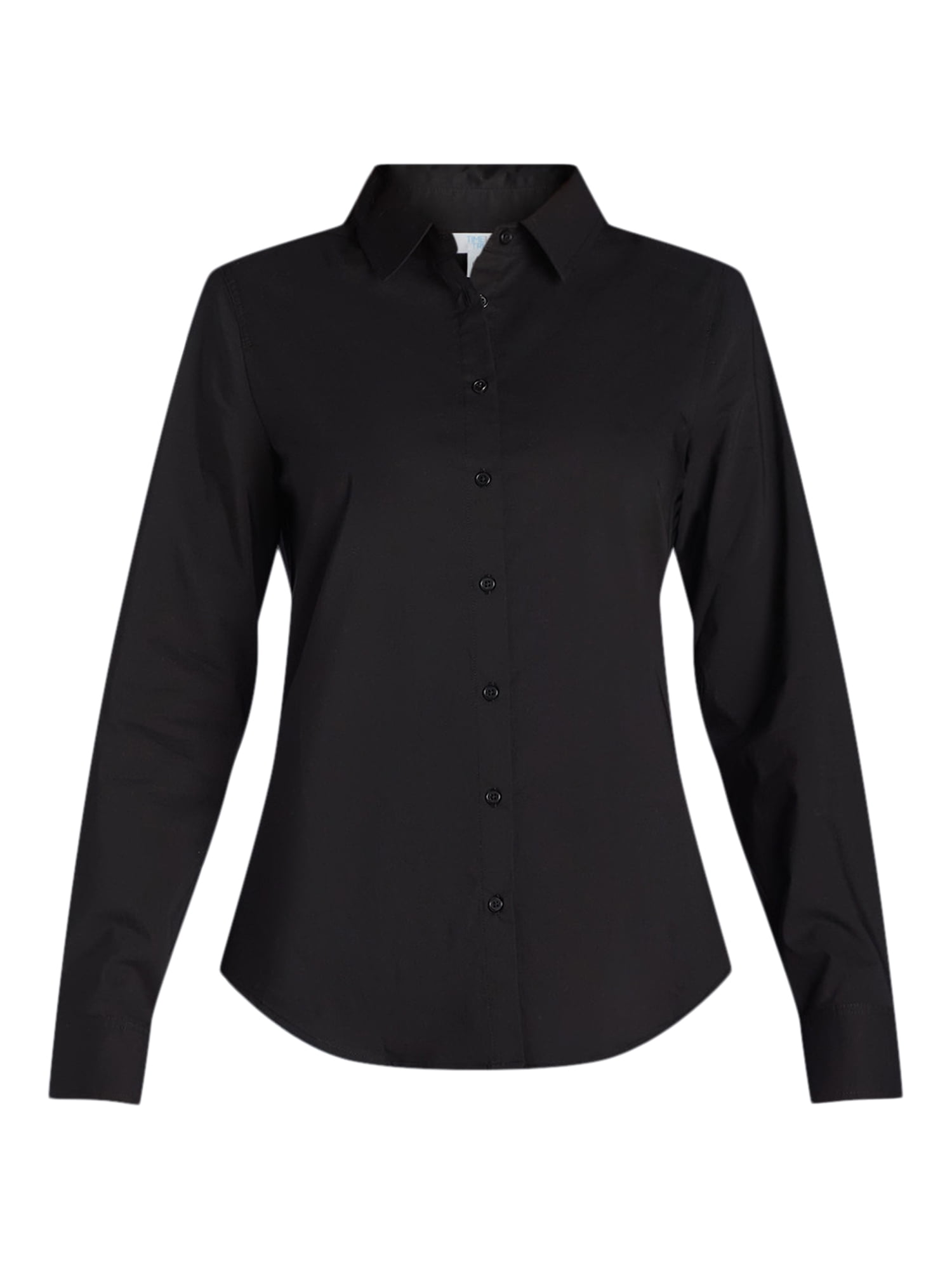 Time and Tru Women's Button Front Shirt with Long Sleeves, Sizes S-XXXL
