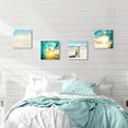 thumbnail image 4 of Seascape Pictures Wave Wall Art: Light Blue Wave & Surfboard under the Parasol Canvas Painting Print for Bathroom (12'''' x 12'''' x 4 Panels), 4 of 6