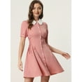 thumbnail image 2 of DARING DIVA Women's Contrast Button Down Lace up Dress L Pink, 2 of 6