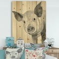 thumbnail image 2 of Designart 'Piglet Farmhouse Animal in Monochrome' Farmhouse Animals Print on Natural Pine Wood, 2 of 3